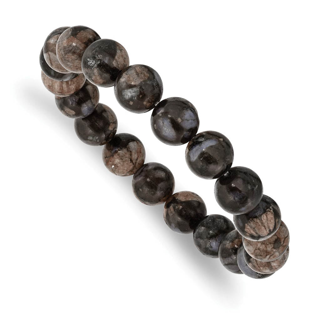 10mm Agate Beaded Stretch Bracelet, 6.5 Inch, Item B18579 by The Black Bow Jewelry Co.