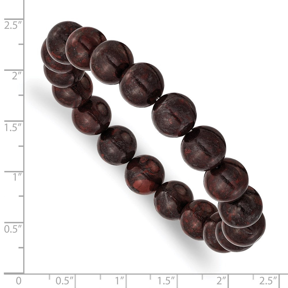 Alternate view of the 10mm Black and Red Agate Beaded Stretch Bracelet, 6.5 Inch by The Black Bow Jewelry Co.