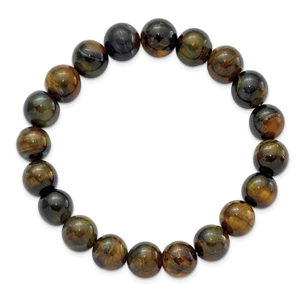 Alternate view of the 10mm Blue and Yellow Tiger Eye Agate Beaded Stretch, 6.5 Inch by The Black Bow Jewelry Co.