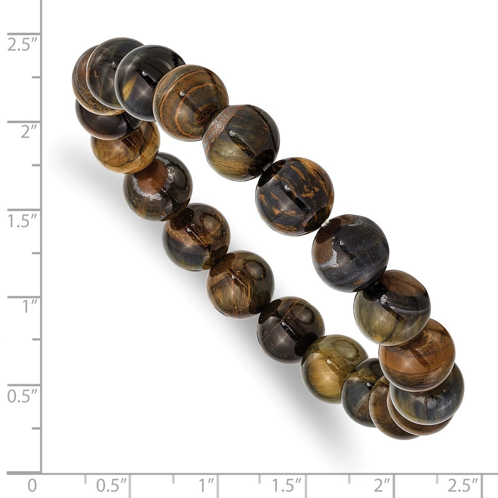 Alternate view of the 10mm Blue and Yellow Tiger Eye Agate Beaded Stretch, 6.5 Inch by The Black Bow Jewelry Co.