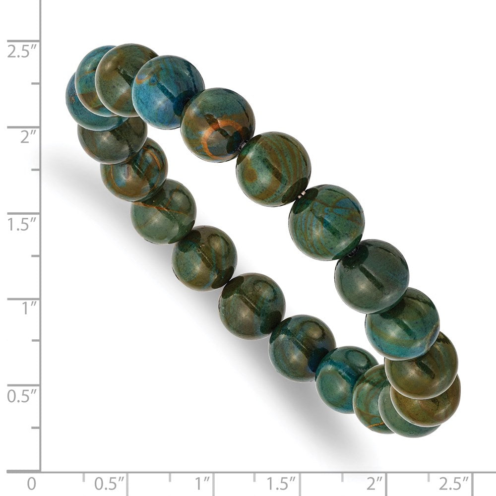 Alternate view of the 10mm Green Tiger Eye Agate Beaded Stretch Bracelet, 6.5 Inch by The Black Bow Jewelry Co.