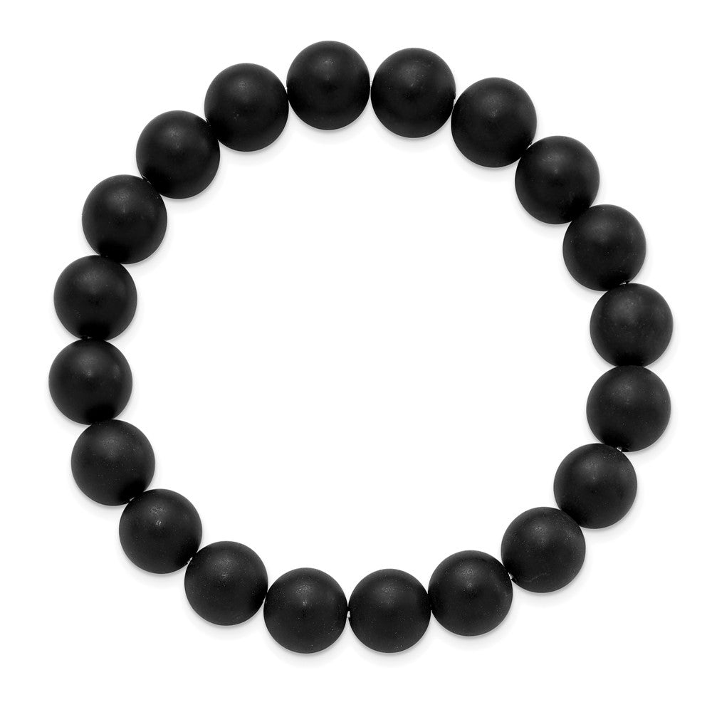 Alternate view of the 10mm Matte Black Agate Beaded Stretch Bracelet, 6.5 Inch by The Black Bow Jewelry Co.