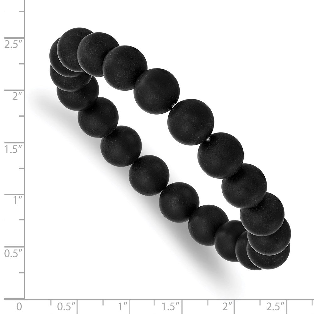 Alternate view of the 10mm Matte Black Agate Beaded Stretch Bracelet, 6.5 Inch by The Black Bow Jewelry Co.