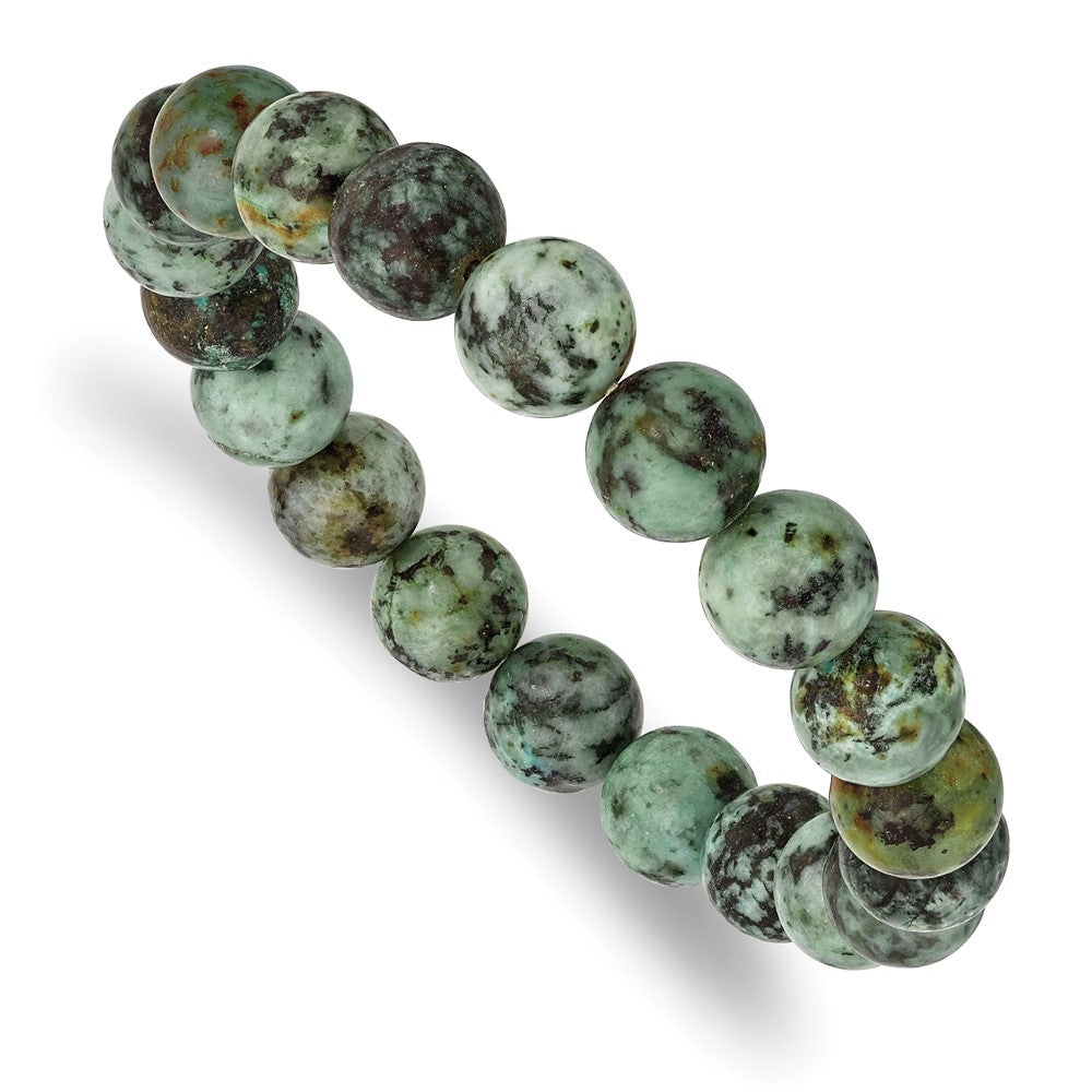 10mm African Pine Agate Beaded Stretch Bracelet, 6.5 Inch, Item B18579-PINE by The Black Bow Jewelry Co.