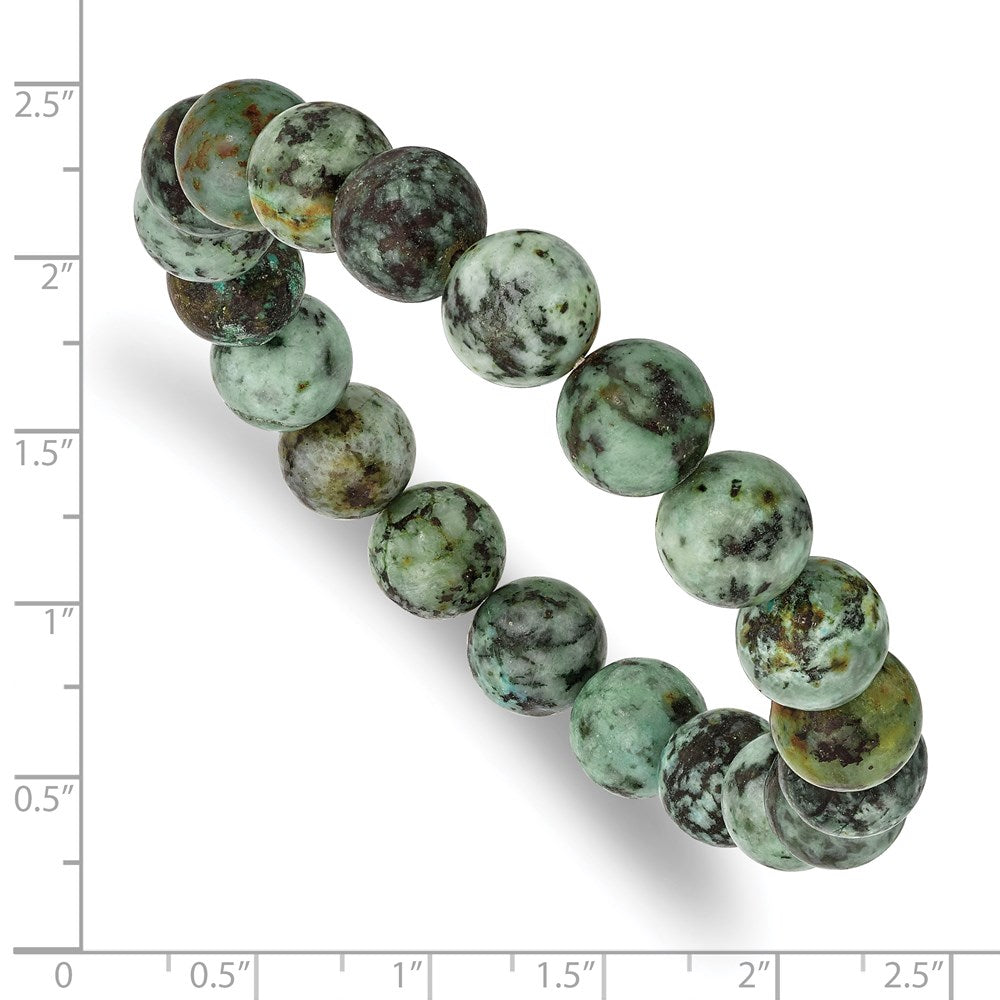 Alternate view of the 10mm African Pine Agate Beaded Stretch Bracelet, 6.5 Inch by The Black Bow Jewelry Co.