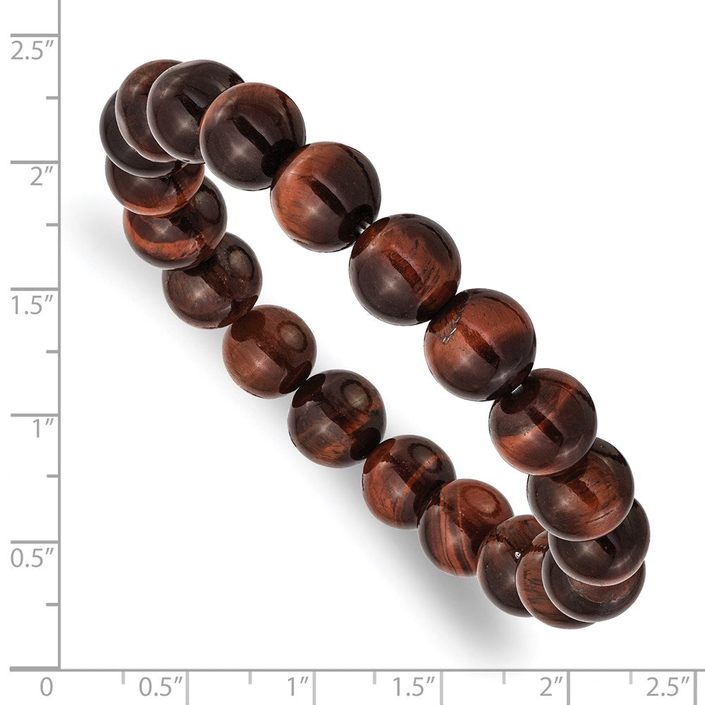 Alternate view of the 10mm Red Tiger Eye Agate Beaded Stretch Bracelet, 6.5 Inch by The Black Bow Jewelry Co.