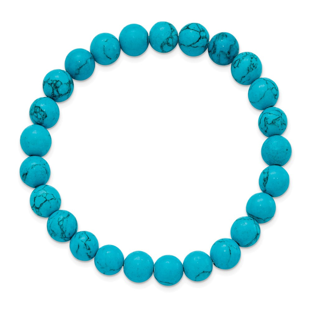 Alternate view of the 8mm Blue Green Agate Beaded Stretch Bracelet, 6.75 Inch by The Black Bow Jewelry Co.