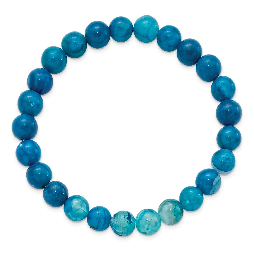 Alternate view of the 8mm Blue Fire Agate Beaded Stretch Bracelet, 6.75 Inch by The Black Bow Jewelry Co.