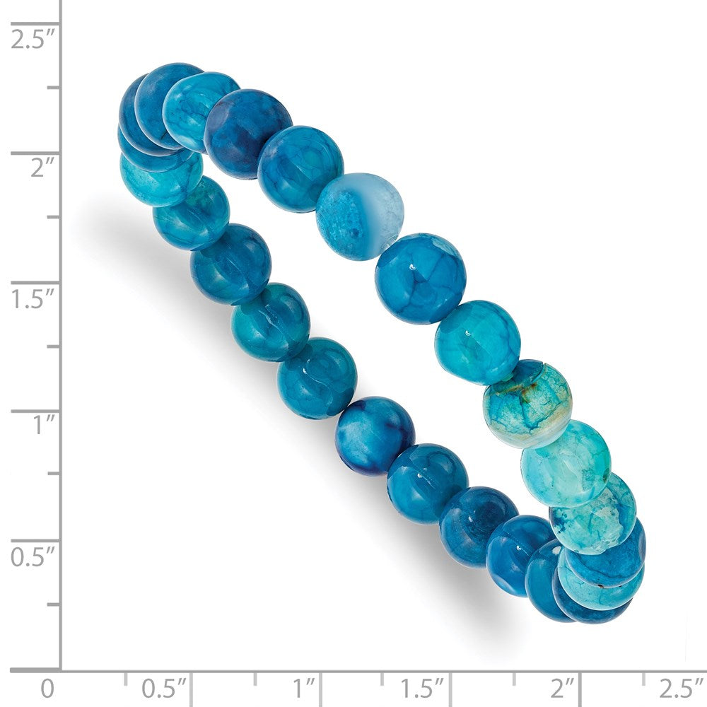 Alternate view of the 8mm Blue Fire Agate Beaded Stretch Bracelet, 6.75 Inch by The Black Bow Jewelry Co.