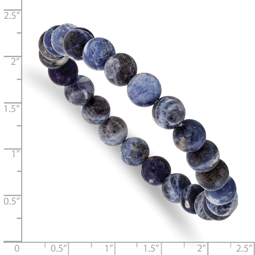 Alternate view of the 8mm Blue Agate Beaded Stretch Bracelet, 6.75 Inch by The Black Bow Jewelry Co.