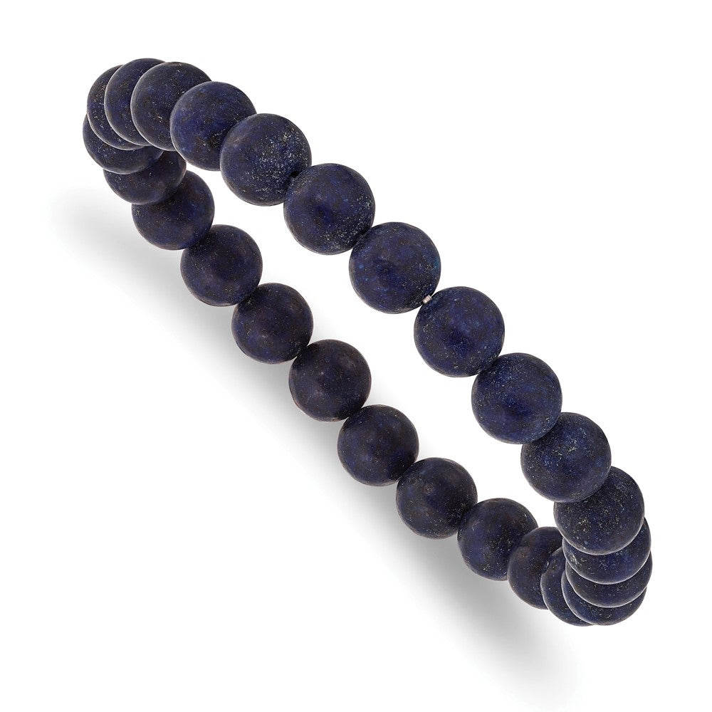 8mm Matte Dark Blue Agate Beaded Stretch Bracelet, 6.75 Inch, Item B18580-DBLU by The Black Bow Jewelry Co.