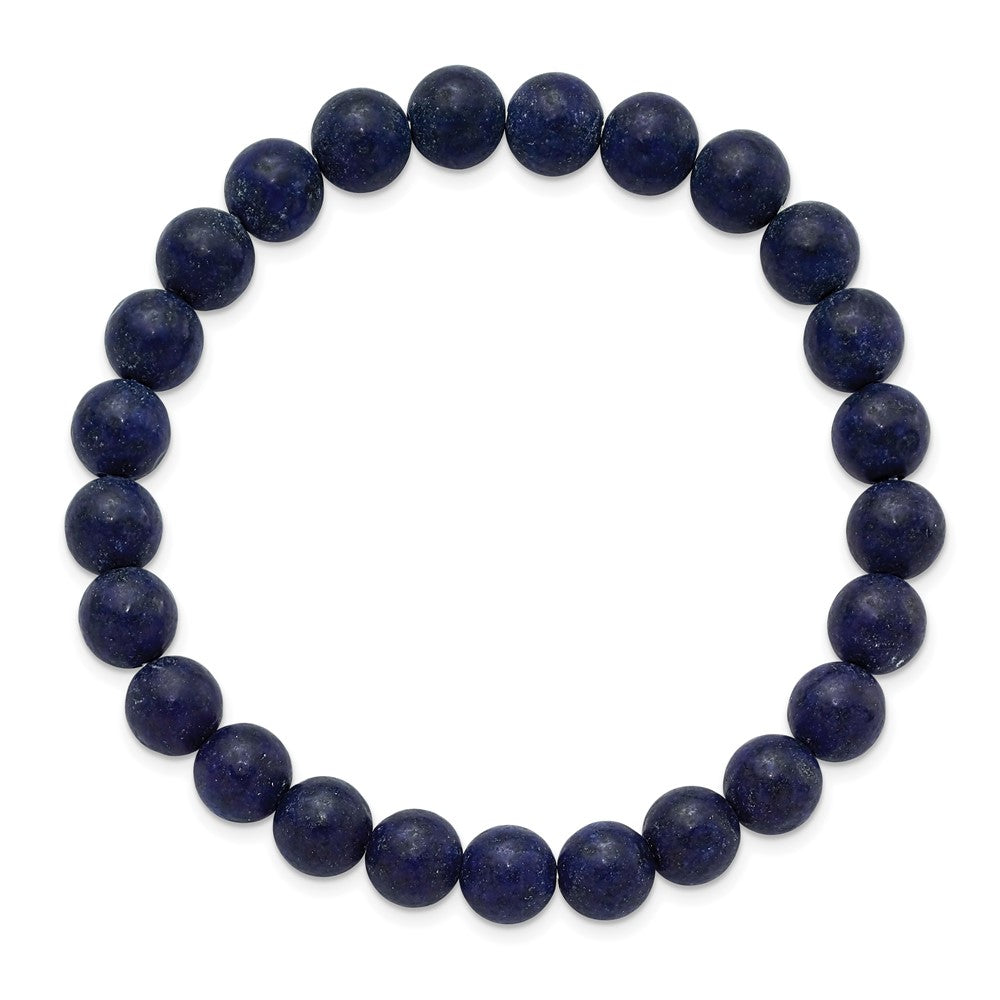 Alternate view of the 8mm Matte Dark Blue Agate Beaded Stretch Bracelet, 6.75 Inch by The Black Bow Jewelry Co.