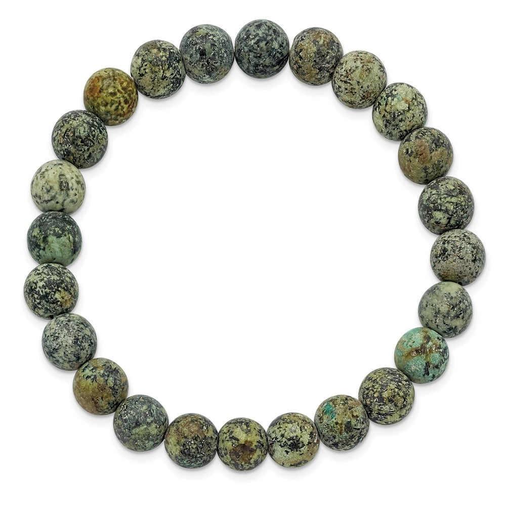 Alternate view of the 8mm African Pine Agate Beaded Stretch Bracelet, 6.75 Inch by The Black Bow Jewelry Co.