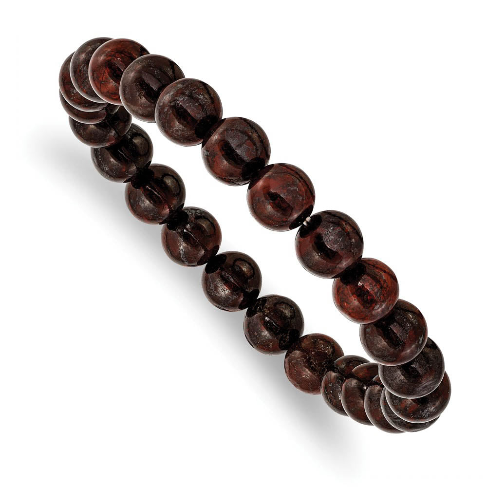 Alternate view of the 8mm Colorful Agate Beaded Stretch Bracelet, 6.75 Inch by The Black Bow Jewelry Co.
