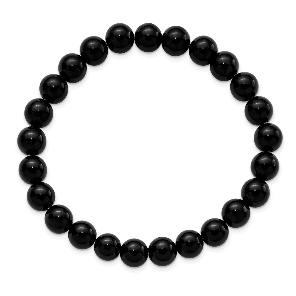 Alternate view of the 8mm Black Agate Beaded Stretch Bracelet, 6.75 Inch by The Black Bow Jewelry Co.