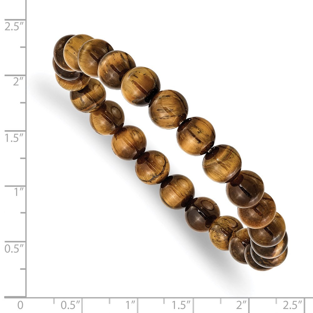 Alternate view of the 8mm Brown Tiger Eye Agate Beaded Stretch Bracelet, 6.75 Inch by The Black Bow Jewelry Co.