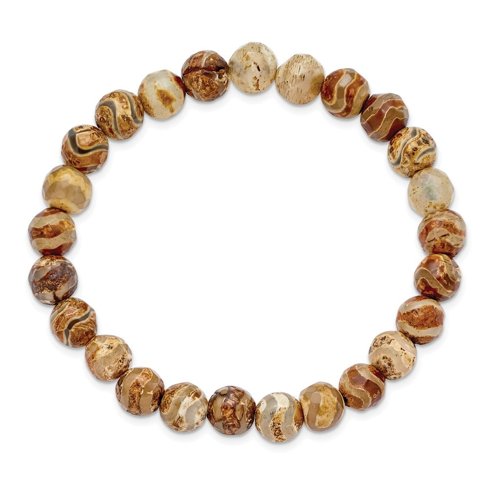 Alternate view of the 8mm Celestial Pillar Agate Beaded Stretch Bracelet, 6.75 Inch by The Black Bow Jewelry Co.