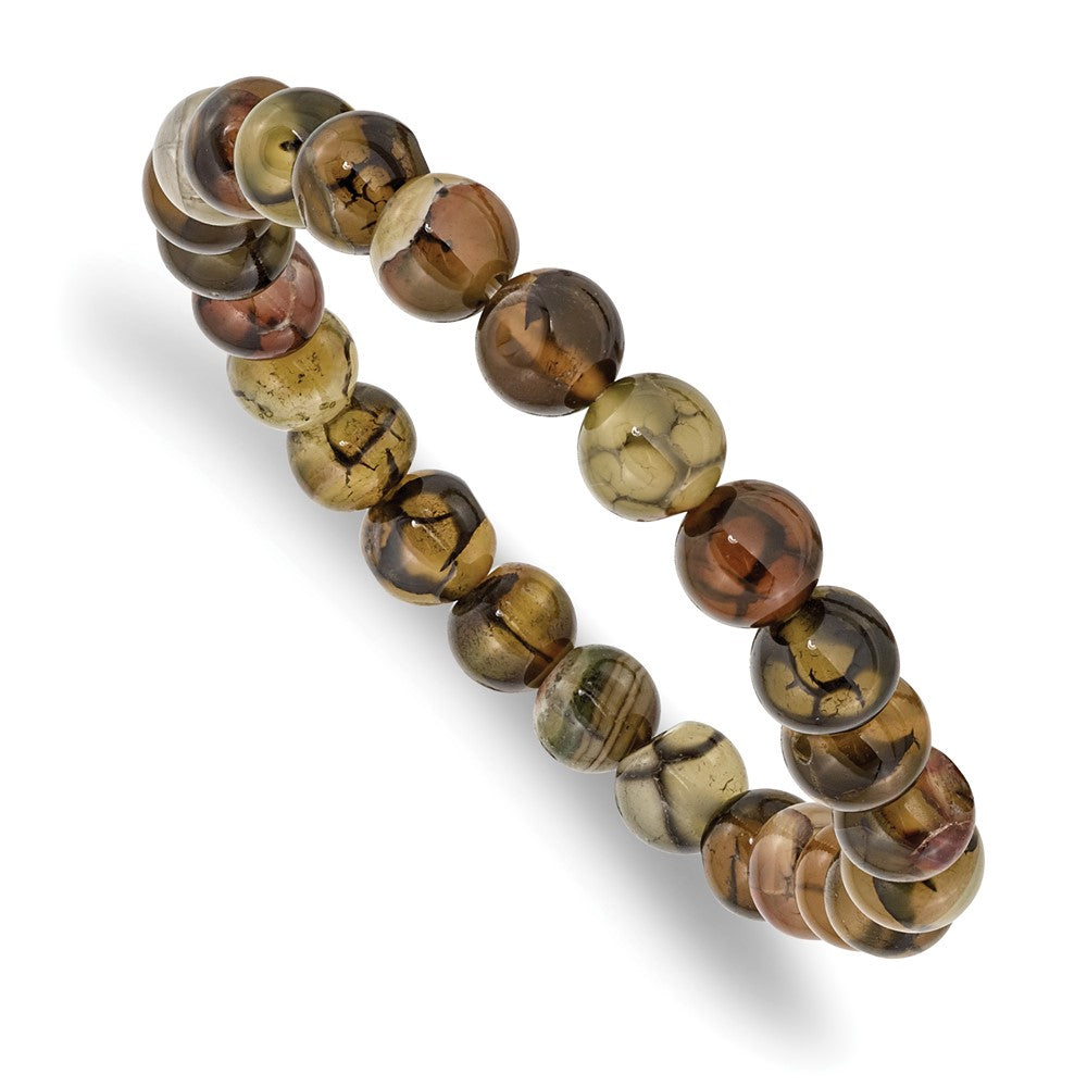 8mm Multicolor Agate Beaded Stretch Bracelet, 6.75 Inch, Item B18581-MUL by The Black Bow Jewelry Co.