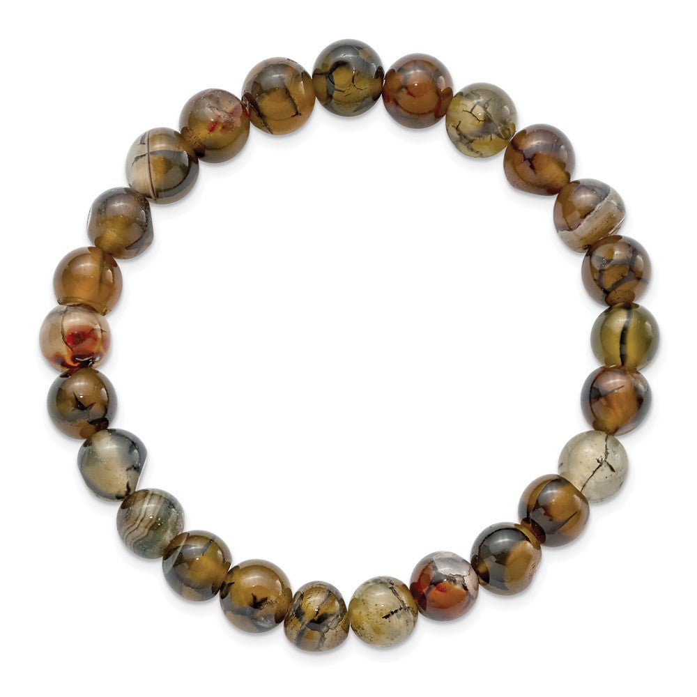 Alternate view of the 8mm Multicolor Agate Beaded Stretch Bracelet, 6.75 Inch by The Black Bow Jewelry Co.