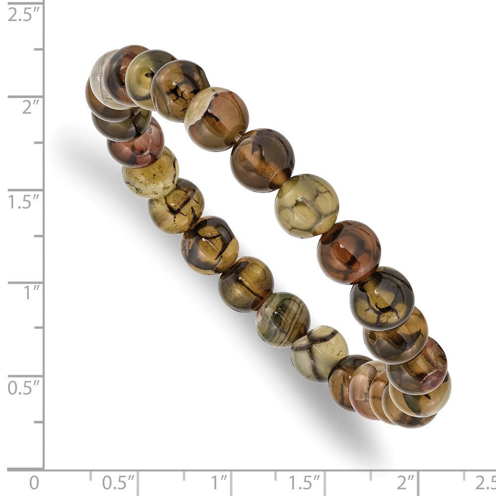 Alternate view of the 8mm Multicolor Agate Beaded Stretch Bracelet, 6.75 Inch by The Black Bow Jewelry Co.