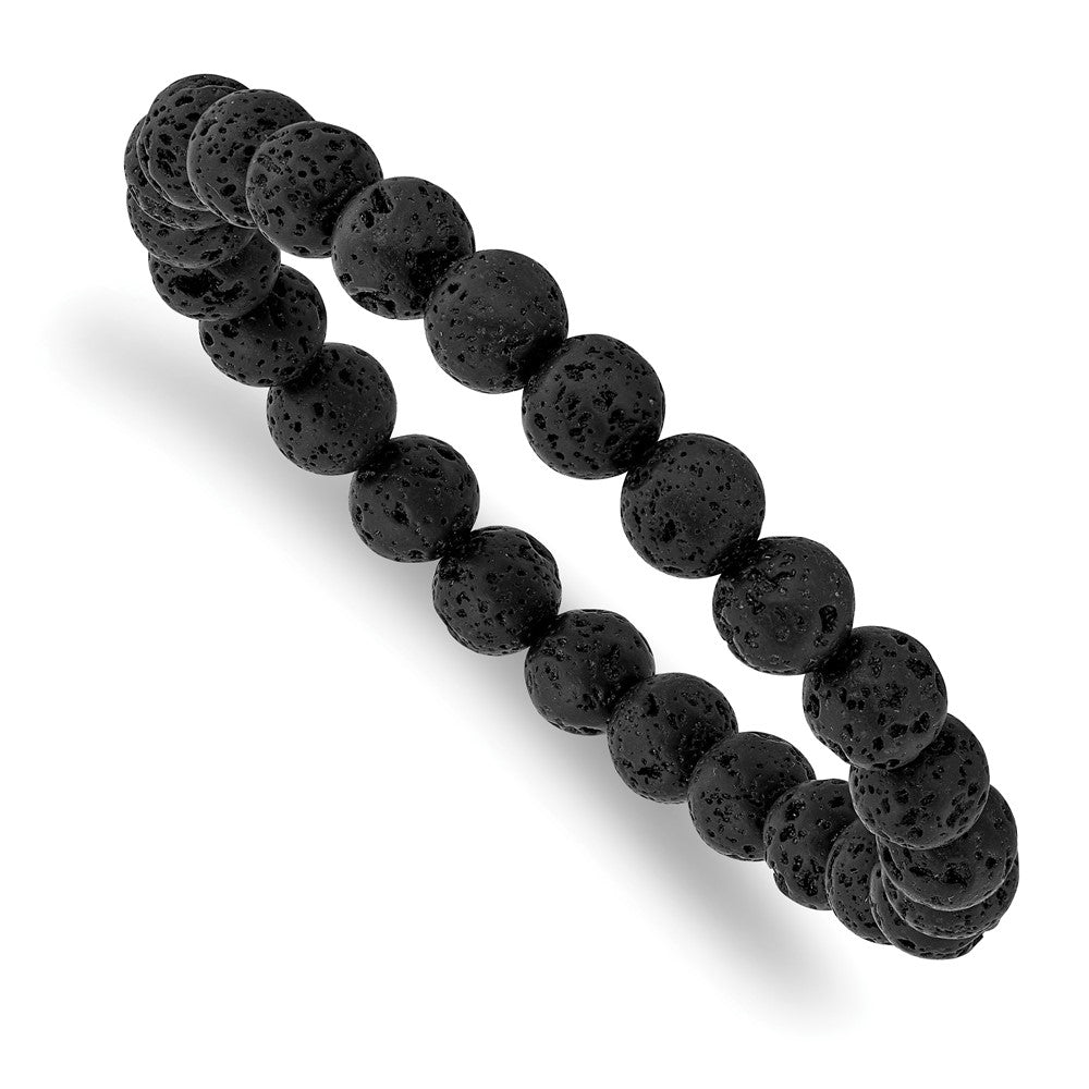 8mm Volcanic Rock Agate Beaded Stretch Bracelet, 6.75 Inch, Item B18581-VOL by The Black Bow Jewelry Co.