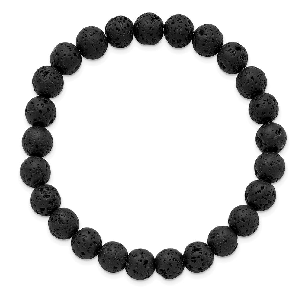 Alternate view of the 8mm Volcanic Rock Agate Beaded Stretch Bracelet, 6.75 Inch by The Black Bow Jewelry Co.