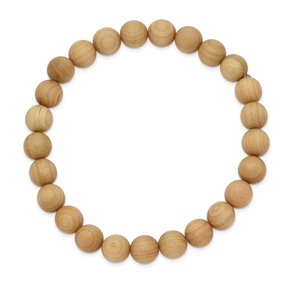 Alternate view of the 8mm Cypress Wood Beaded Stretch Bracelet, 6.75 Inch by The Black Bow Jewelry Co.