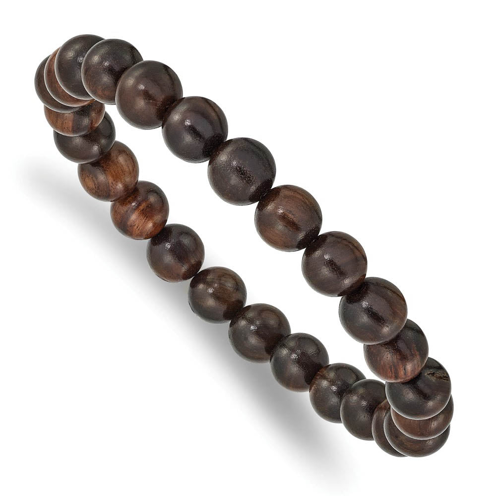 8mm Red Sandalwood Beaded Stretch Bracelet, 6.75 Inch, Item B18582-RED by The Black Bow Jewelry Co.