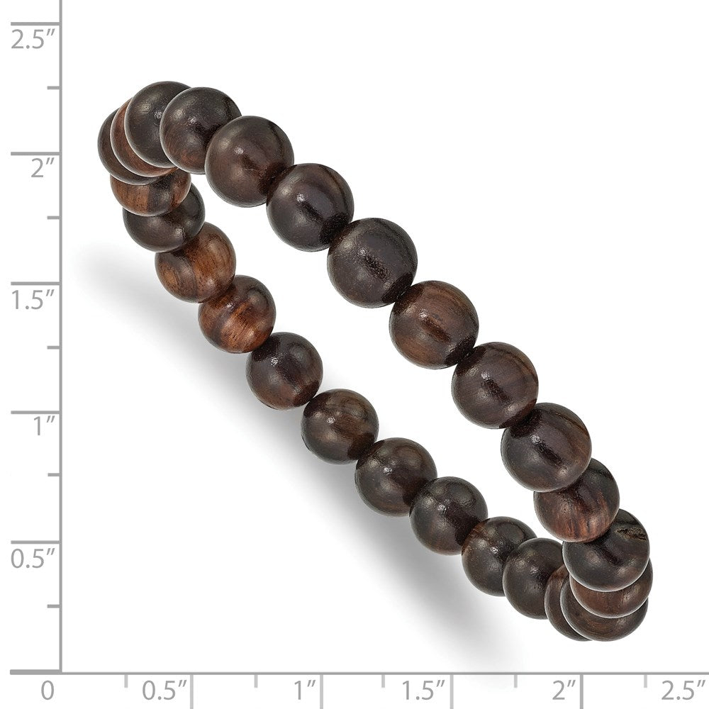Alternate view of the 8mm Red Sandalwood Beaded Stretch Bracelet, 6.75 Inch by The Black Bow Jewelry Co.