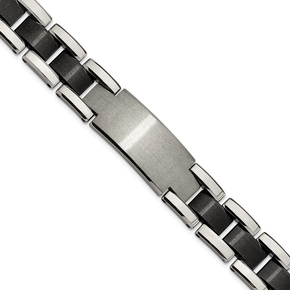 Mens 14mm Tungsten &amp; Black Plated I.D. Panther Link Bracelet, 8.5 inch, Item B18584 by The Black Bow Jewelry Co.