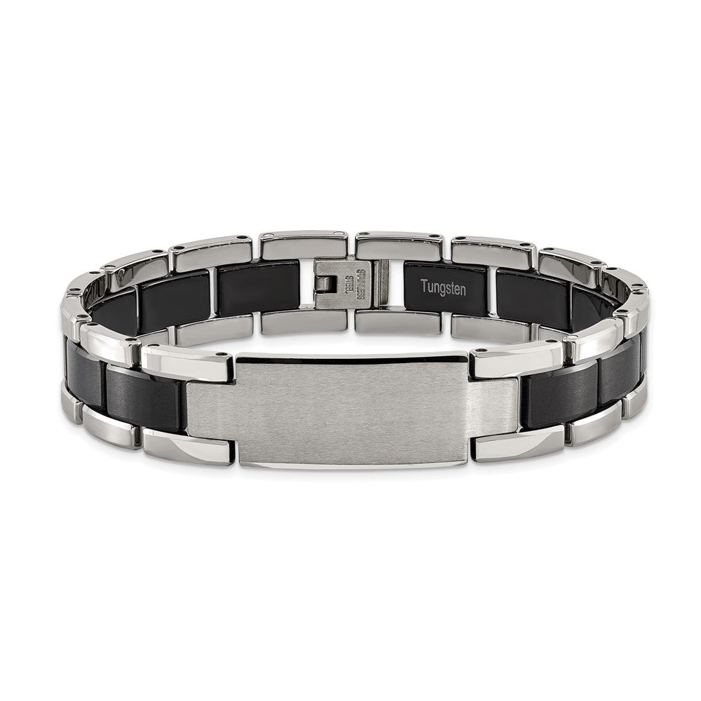 Alternate view of the Mens 14mm Tungsten &amp; Black Plated I.D. Panther Link Bracelet, 8.5 inch by The Black Bow Jewelry Co.