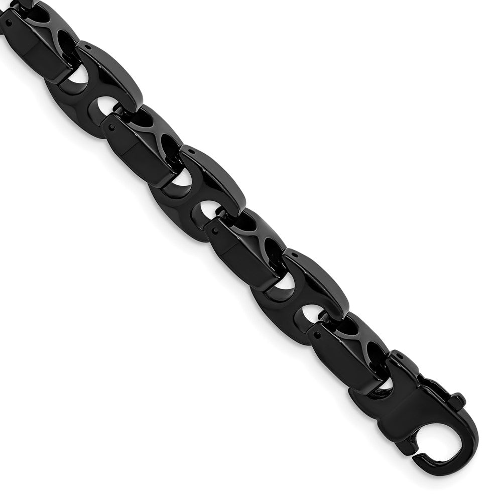 Men&#39;s 9mm Black Plated Tungsten Anchor Link Chain Bracelet, 9 Inch, Item B18585 by The Black Bow Jewelry Co.