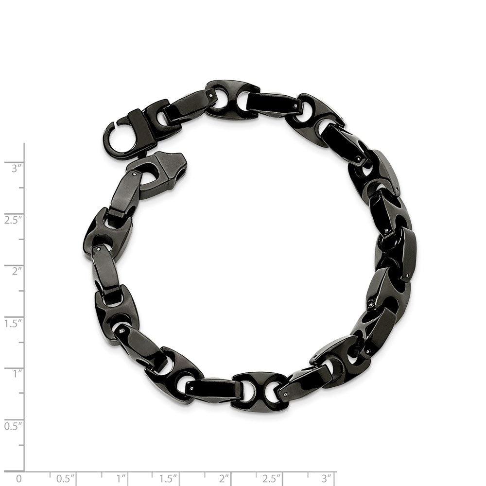 Alternate view of the Men&#39;s 9mm Black Plated Tungsten Anchor Link Chain Bracelet, 9 Inch by The Black Bow Jewelry Co.