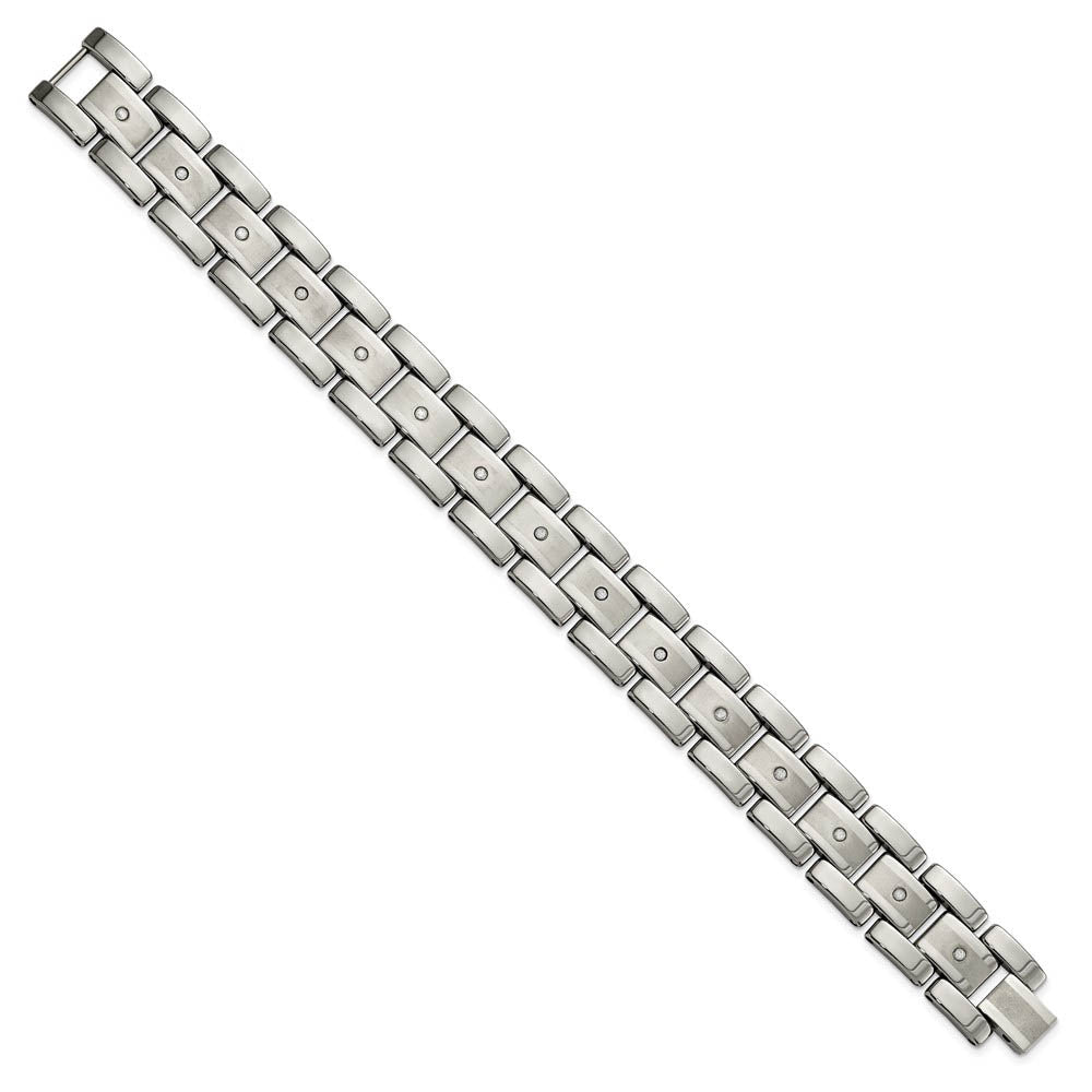 Alternate view of the Men's 16mm Tungsten & 1/3 CTW Diamond Panther Link Bracelet, 8.5 Inch by The Black Bow Jewelry Co.
