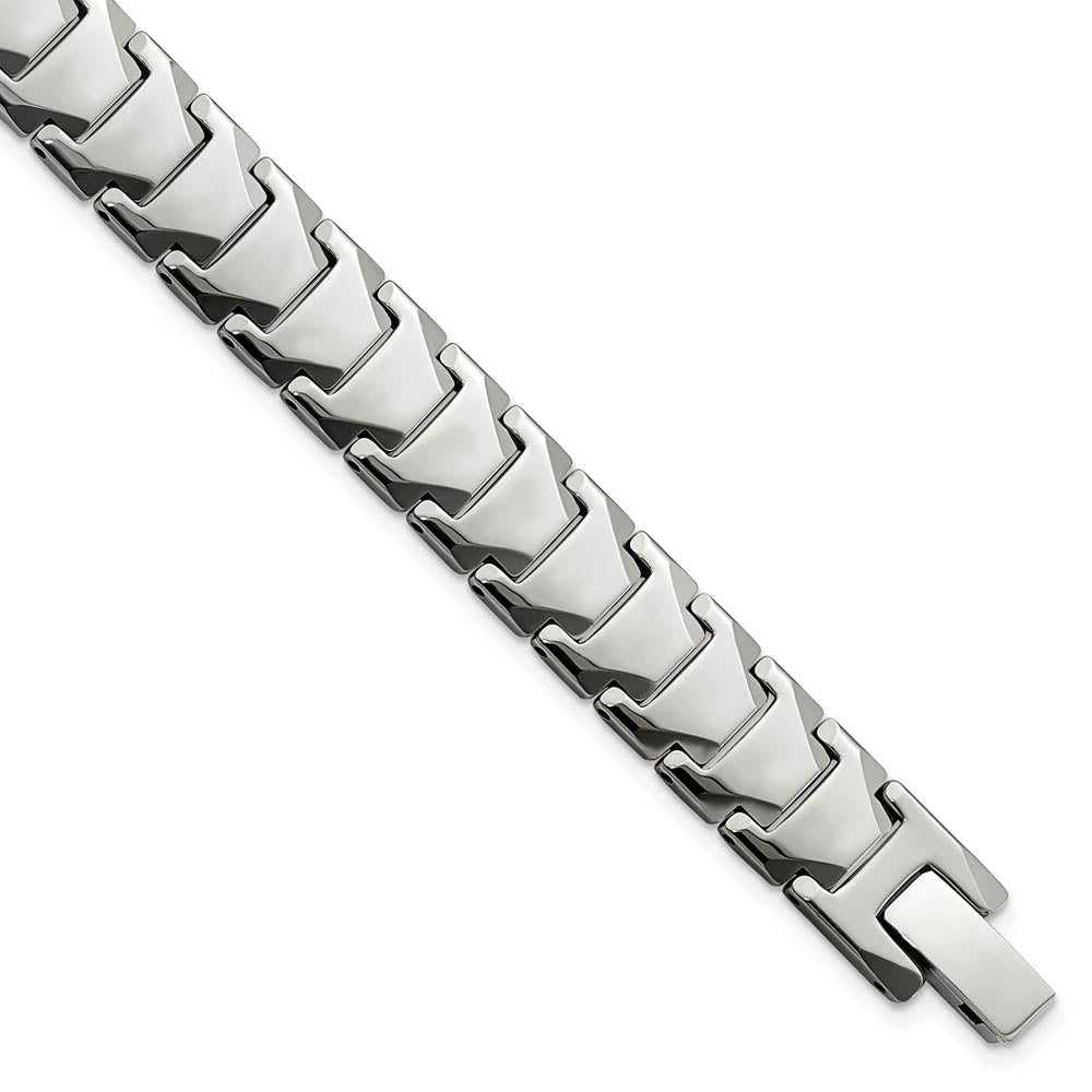 Men's 10mm Tungsten Polished Link Bracelet, 9 Inch, Item B18590 by The Black Bow Jewelry Co.