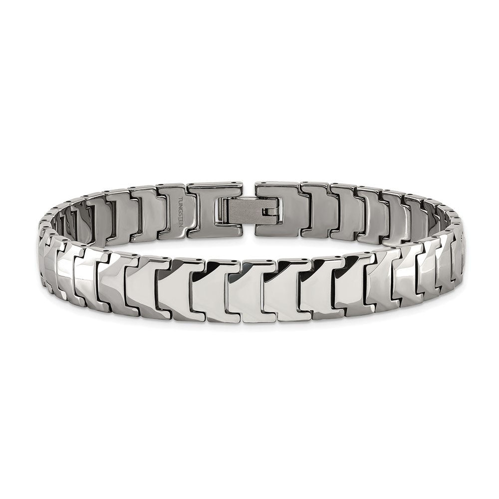 Alternate view of the Men&#39;s 10mm Tungsten Polished Link Bracelet, 9 Inch by The Black Bow Jewelry Co.
