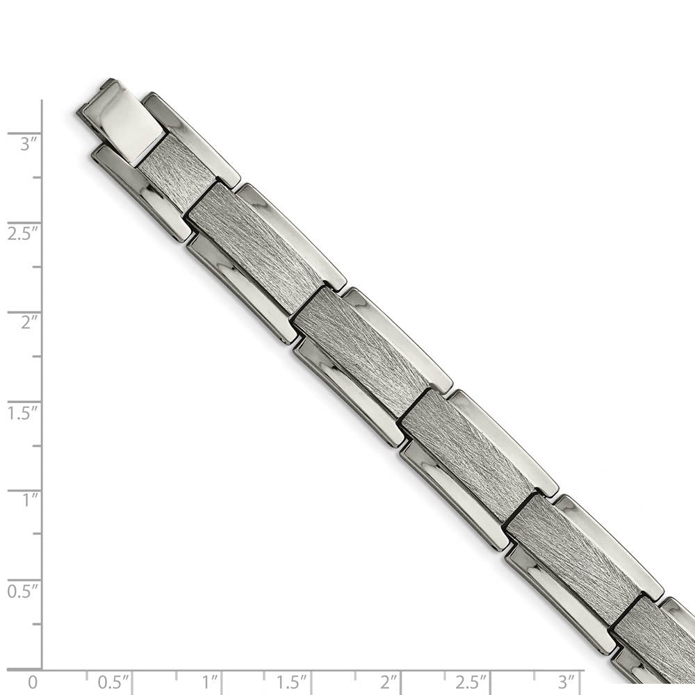 Alternate view of the Men's 12.5mm Tungsten Polished & Scratch Finish Link Bracelet, 8.25 In by The Black Bow Jewelry Co.