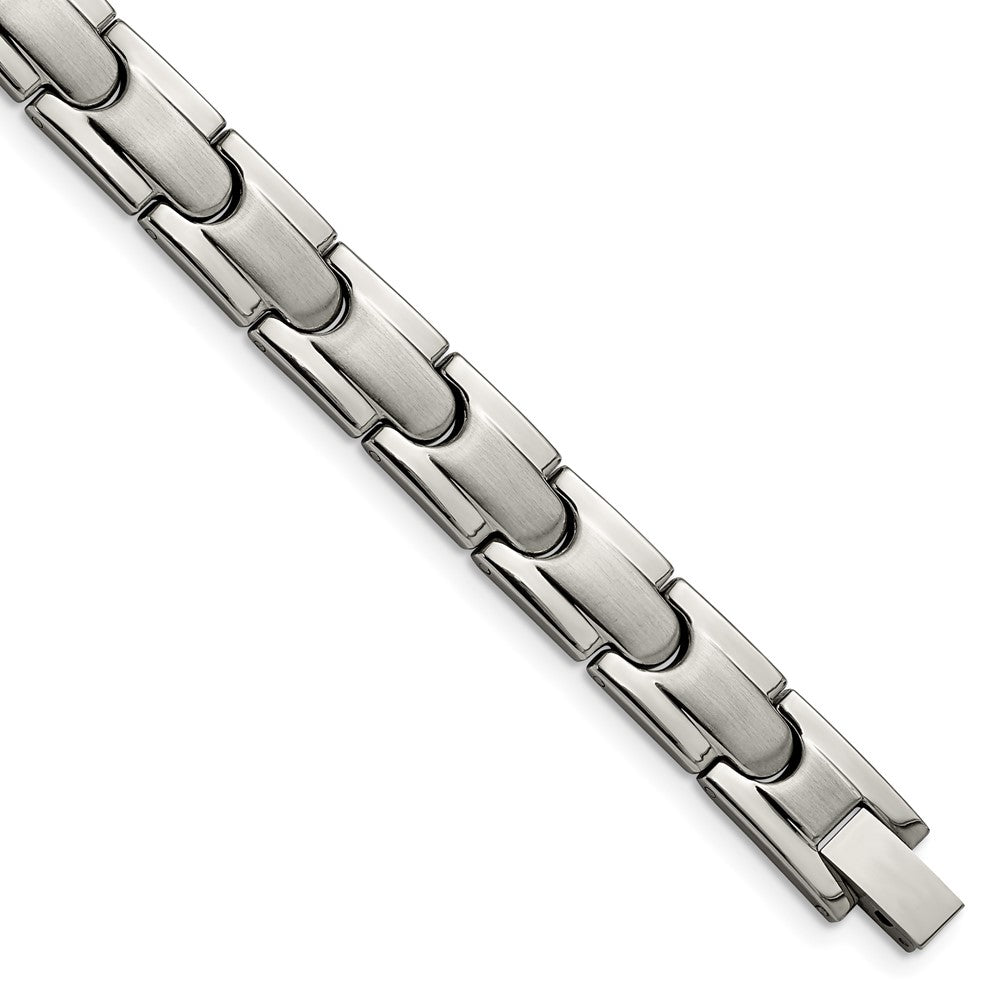 Men&#39;s 10mm Titanium Brushed &amp; Polished Link Bracelet, 8.5 Inch, Item B18600 by The Black Bow Jewelry Co.