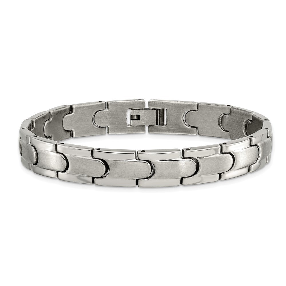 Alternate view of the Men&#39;s 10mm Titanium Brushed &amp; Polished Link Bracelet, 8.5 Inch by The Black Bow Jewelry Co.