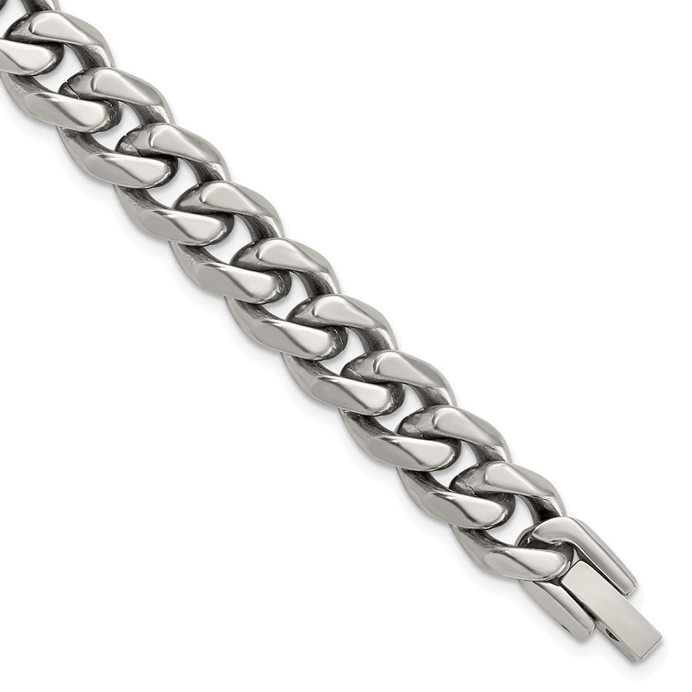 Men's 10mm Titanium Polished Curb Chain Bracelet, 8 Inch, Item B18603 by The Black Bow Jewelry Co.