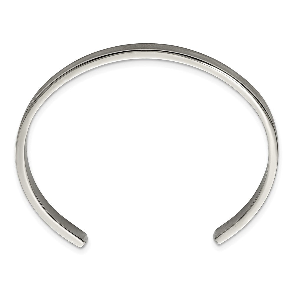 Alternate view of the Ladies 6.5mm Titanium Brushed &amp; Polished Concave Cuff Bracelet by The Black Bow Jewelry Co.