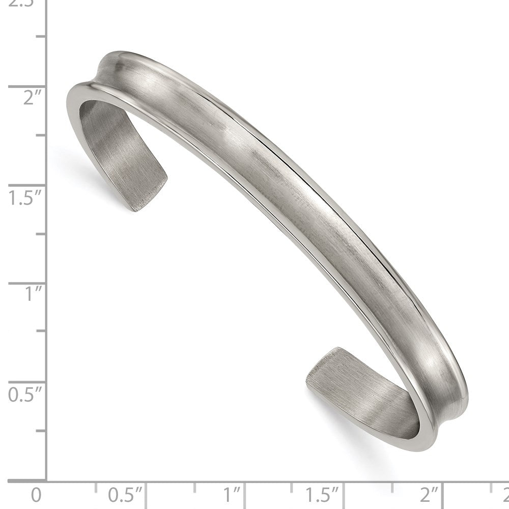 Alternate view of the Ladies 6.5mm Titanium Brushed &amp; Polished Concave Cuff Bracelet by The Black Bow Jewelry Co.