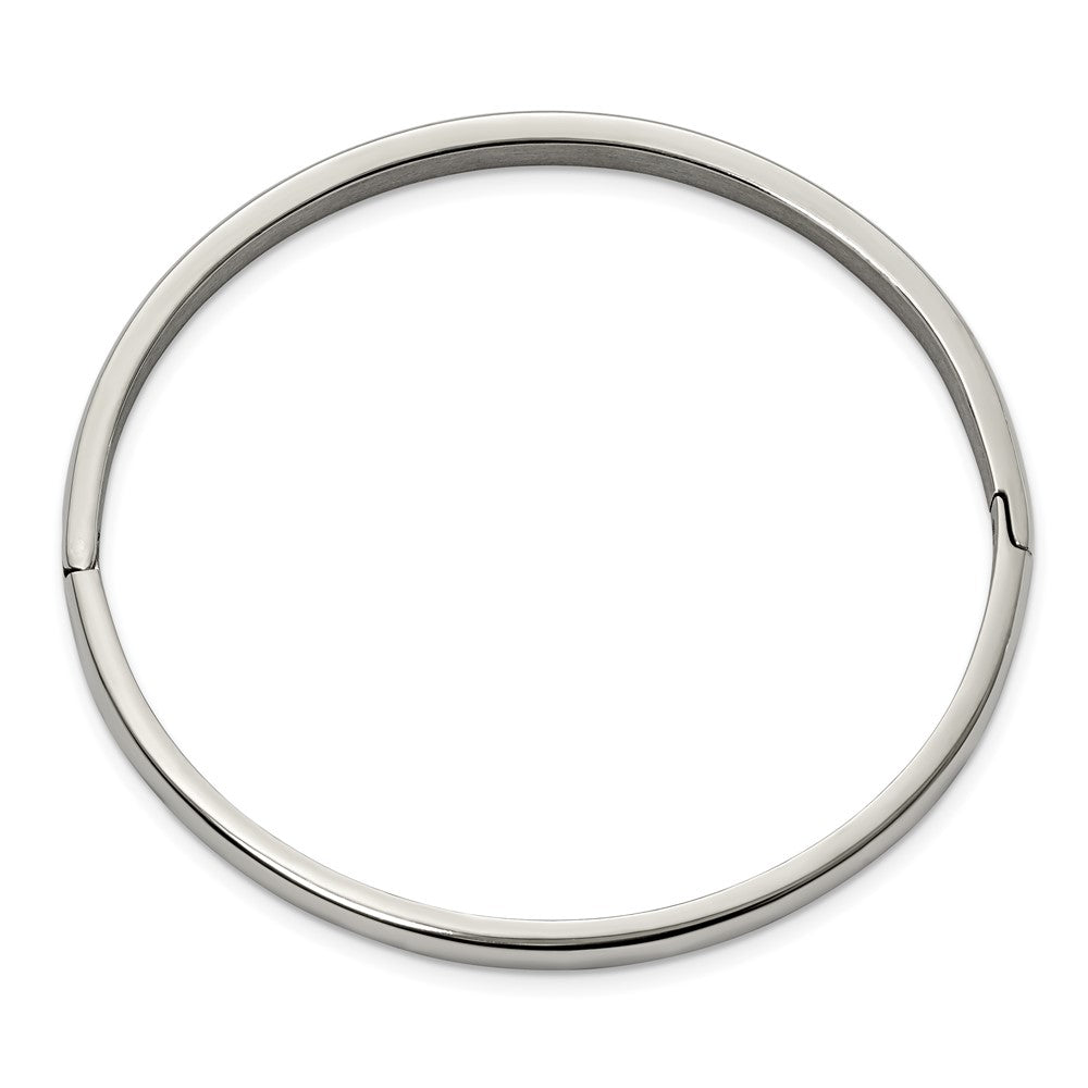 Alternate view of the 5mm Titanium Polished Hinged Bangle Bracelet, 6.75 Inch by The Black Bow Jewelry Co.