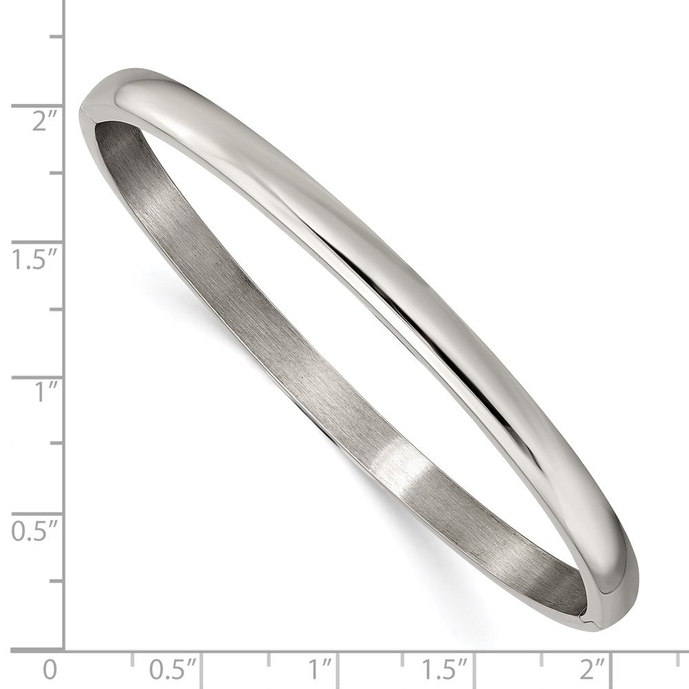 Alternate view of the 5mm Titanium Polished Hinged Bangle Bracelet, 6.75 Inch by The Black Bow Jewelry Co.