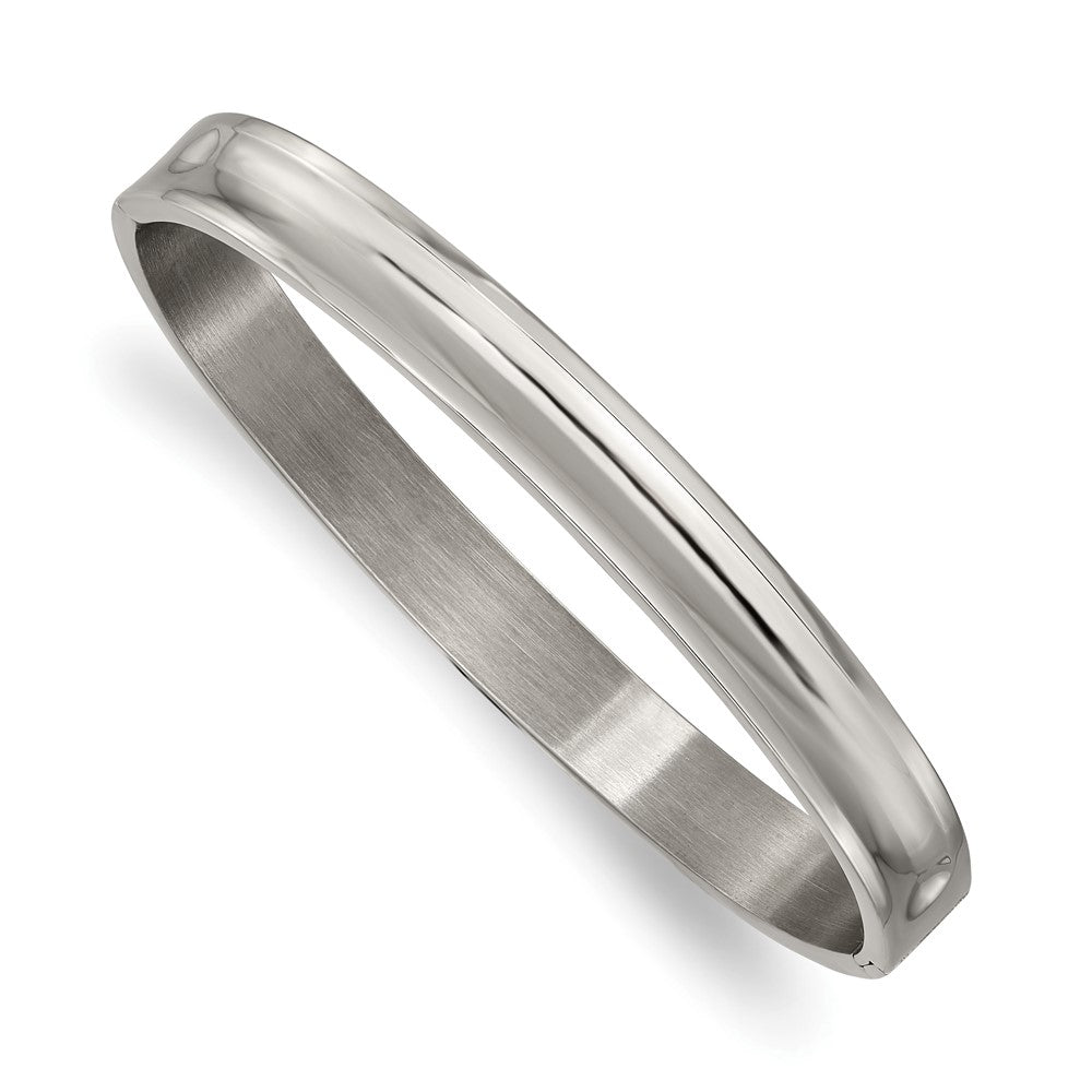8mm Titanium Polished Concaved Hinged Bangle Bracelet, 7 Inch, Item B18608 by The Black Bow Jewelry Co.