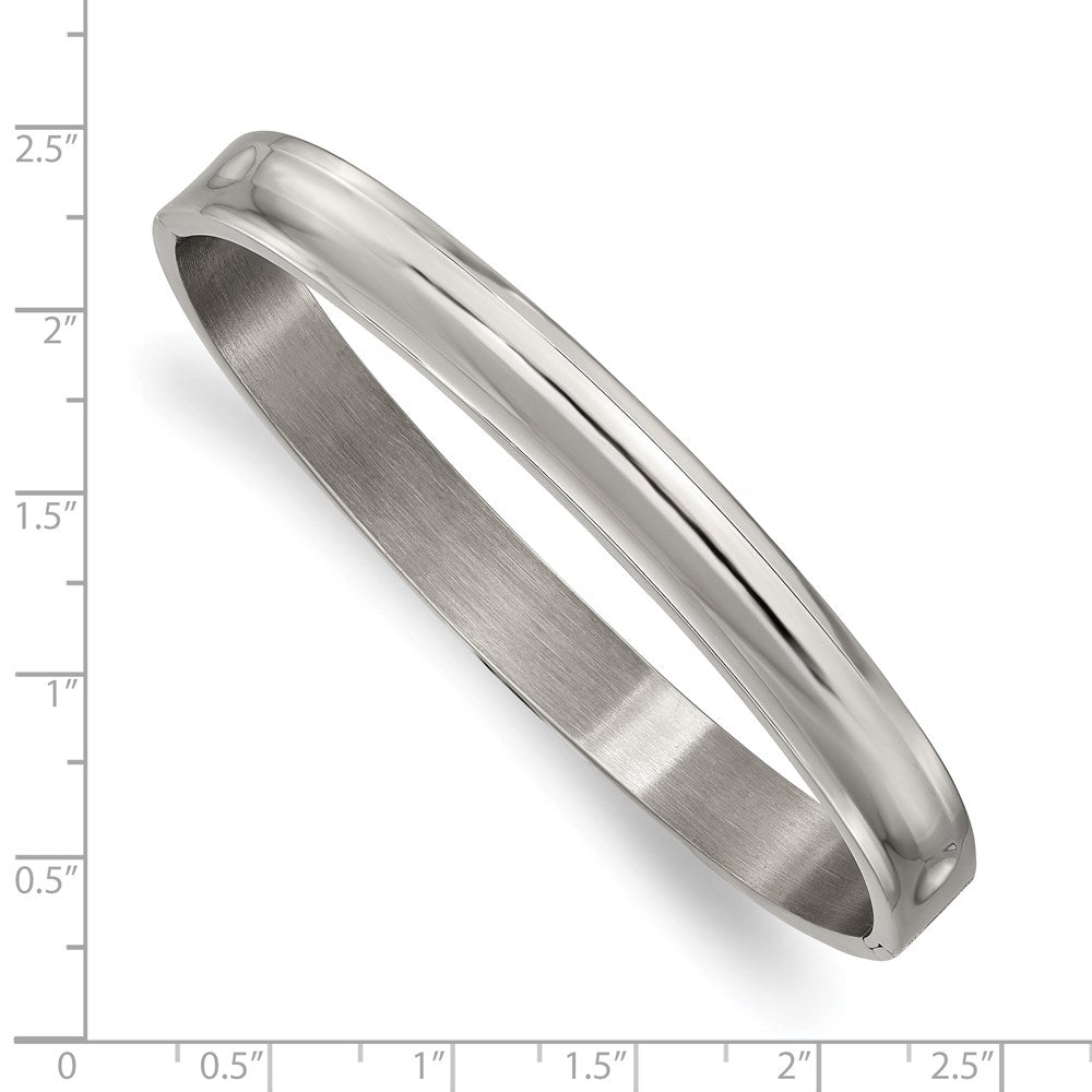 Alternate view of the 8mm Titanium Polished Concaved Hinged Bangle Bracelet, 7 Inch by The Black Bow Jewelry Co.