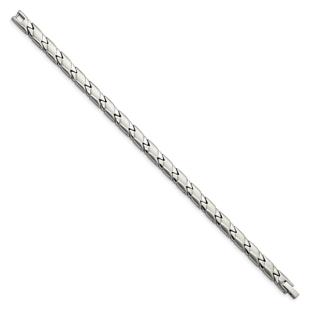 Alternate view of the 6.5mm Stainless Steel Brushed &amp; Polished Zigzag Link Bracelet, 8.25 In by The Black Bow Jewelry Co.
