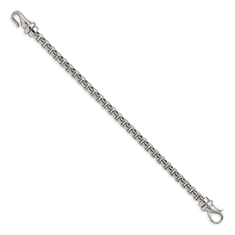 Alternate view of the Mens 6mm Stainless Steel Polished Rounded Box Chain Bracelet, 8.5 Inch by The Black Bow Jewelry Co.