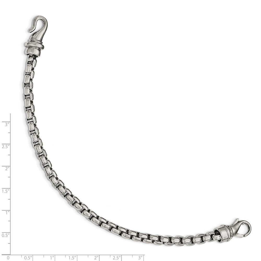 Alternate view of the Mens 6mm Stainless Steel Polished Rounded Box Chain Bracelet, 8.5 Inch by The Black Bow Jewelry Co.