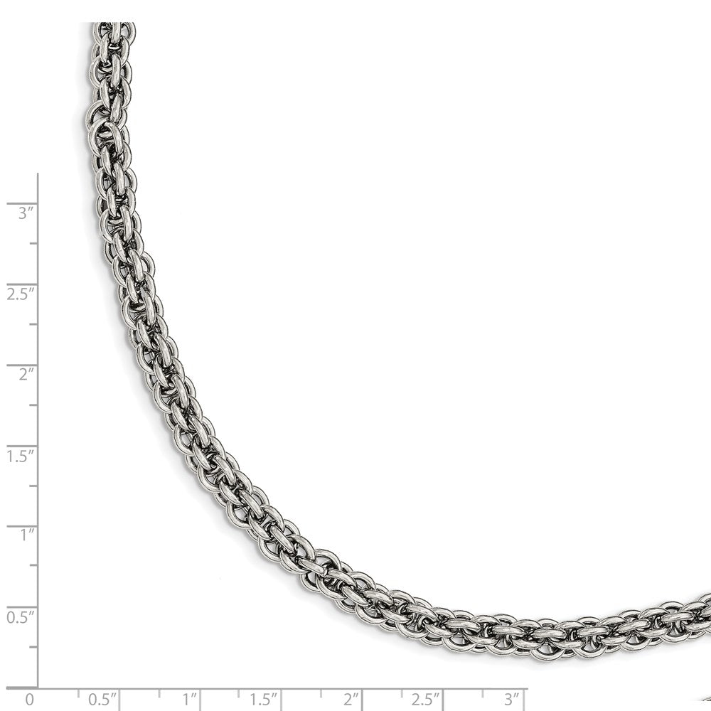 Alternate view of the 7mm Stainless Steel Fancy Circle Link Chain Bracelet, 9 inch by The Black Bow Jewelry Co.